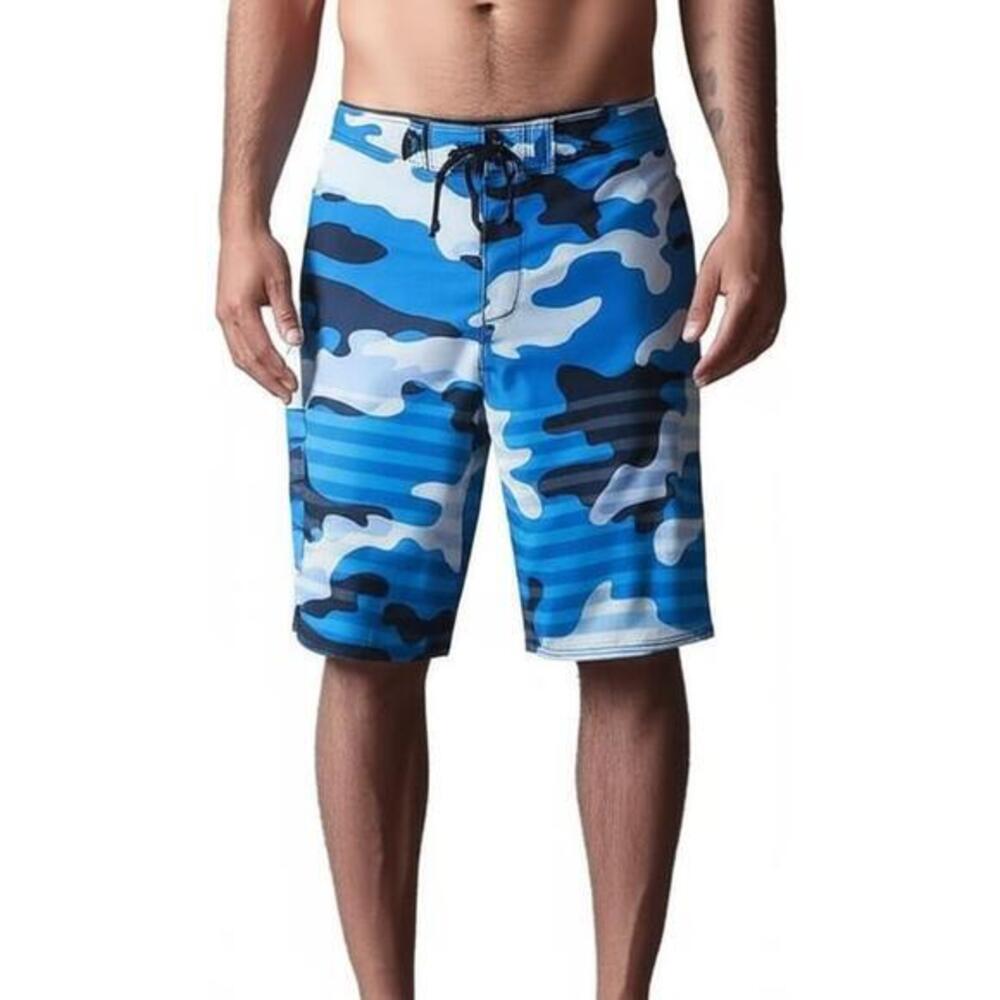 OAKLEY Board Shorts Mens Size 31‎ Blue Camouflage Cargo Pocket Tactical Outdoor